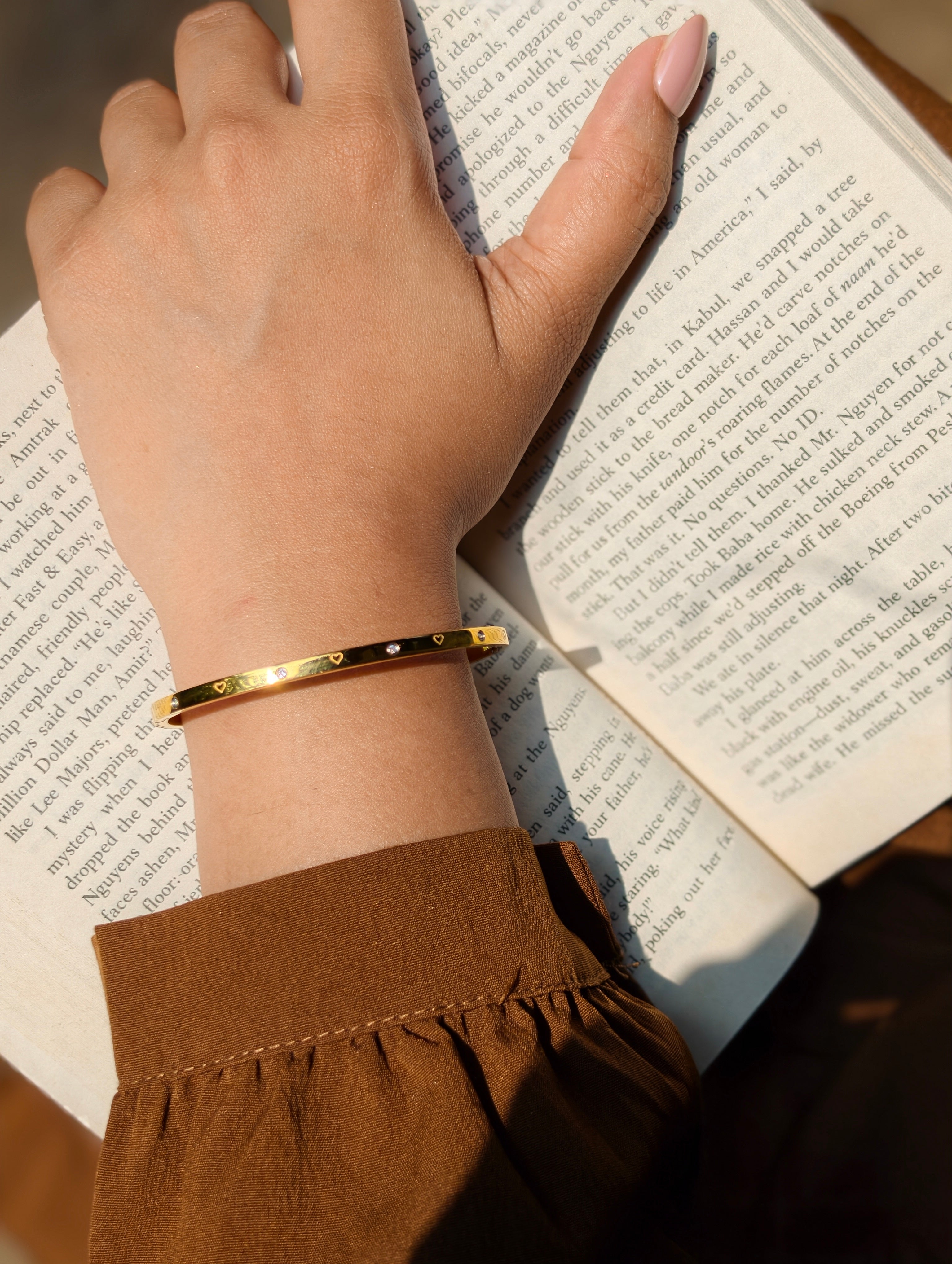 Golden Love Charm Bangle