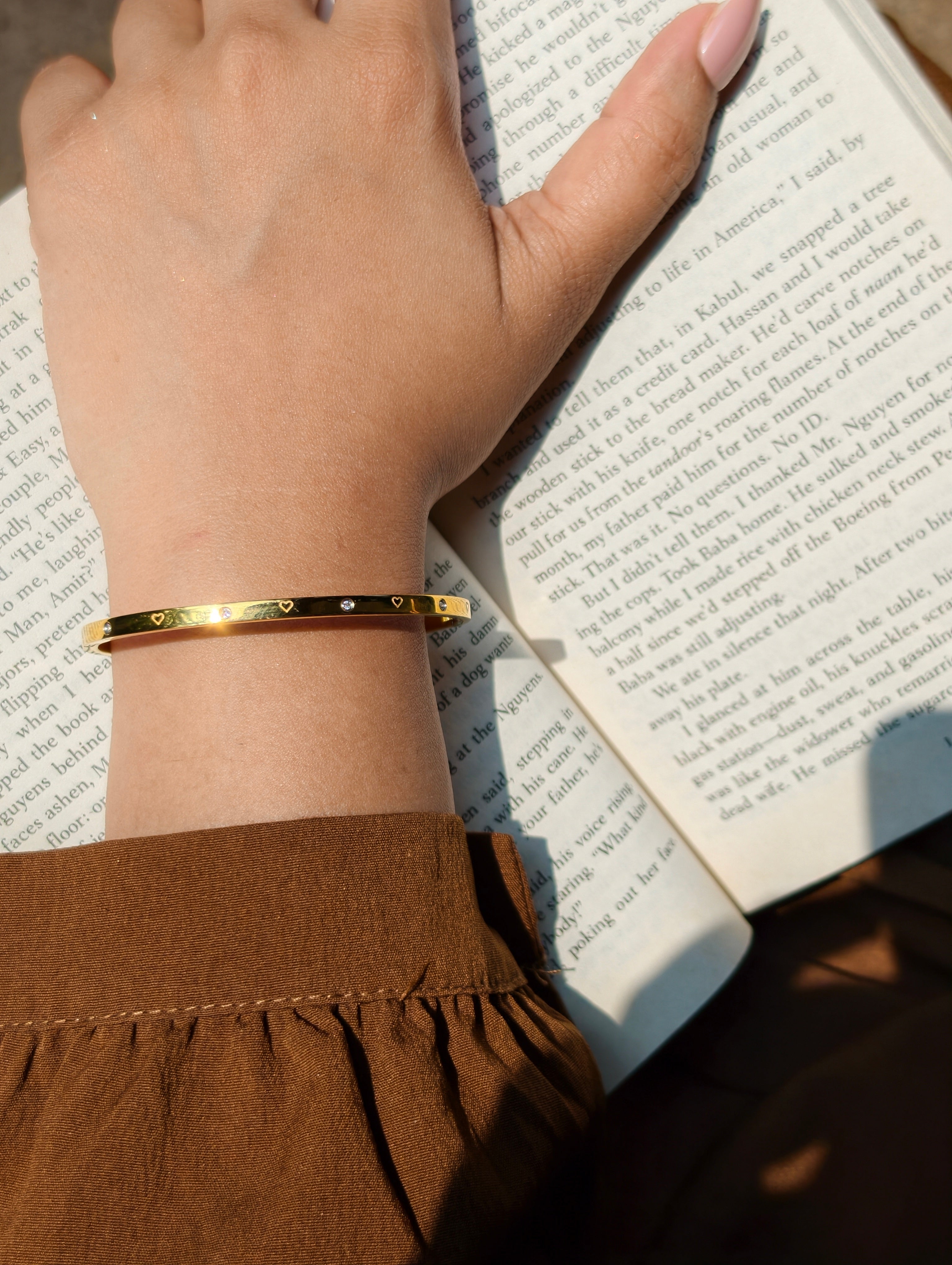 Golden Love Charm Bangle