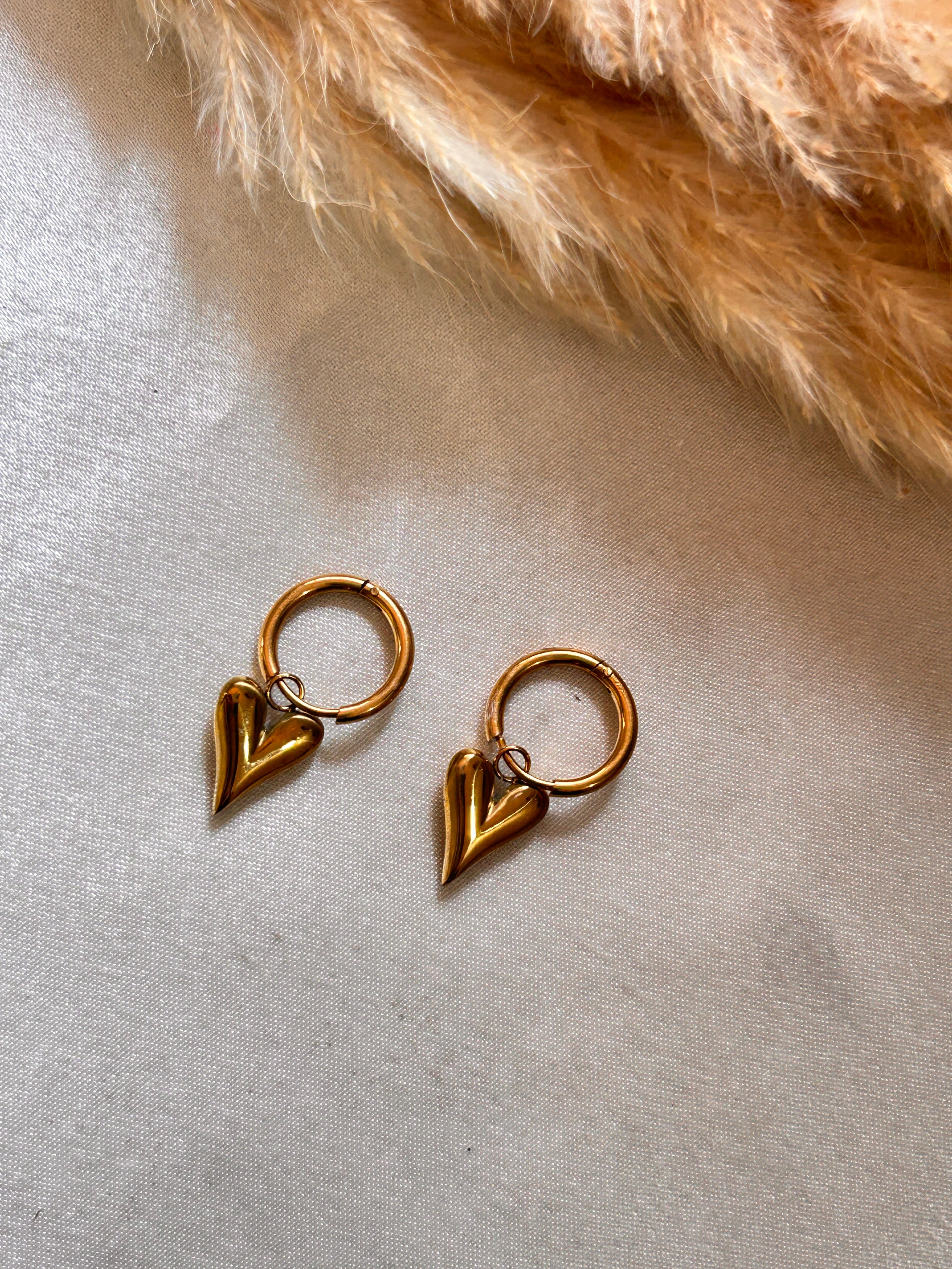 Solid Heart Drop Earrings