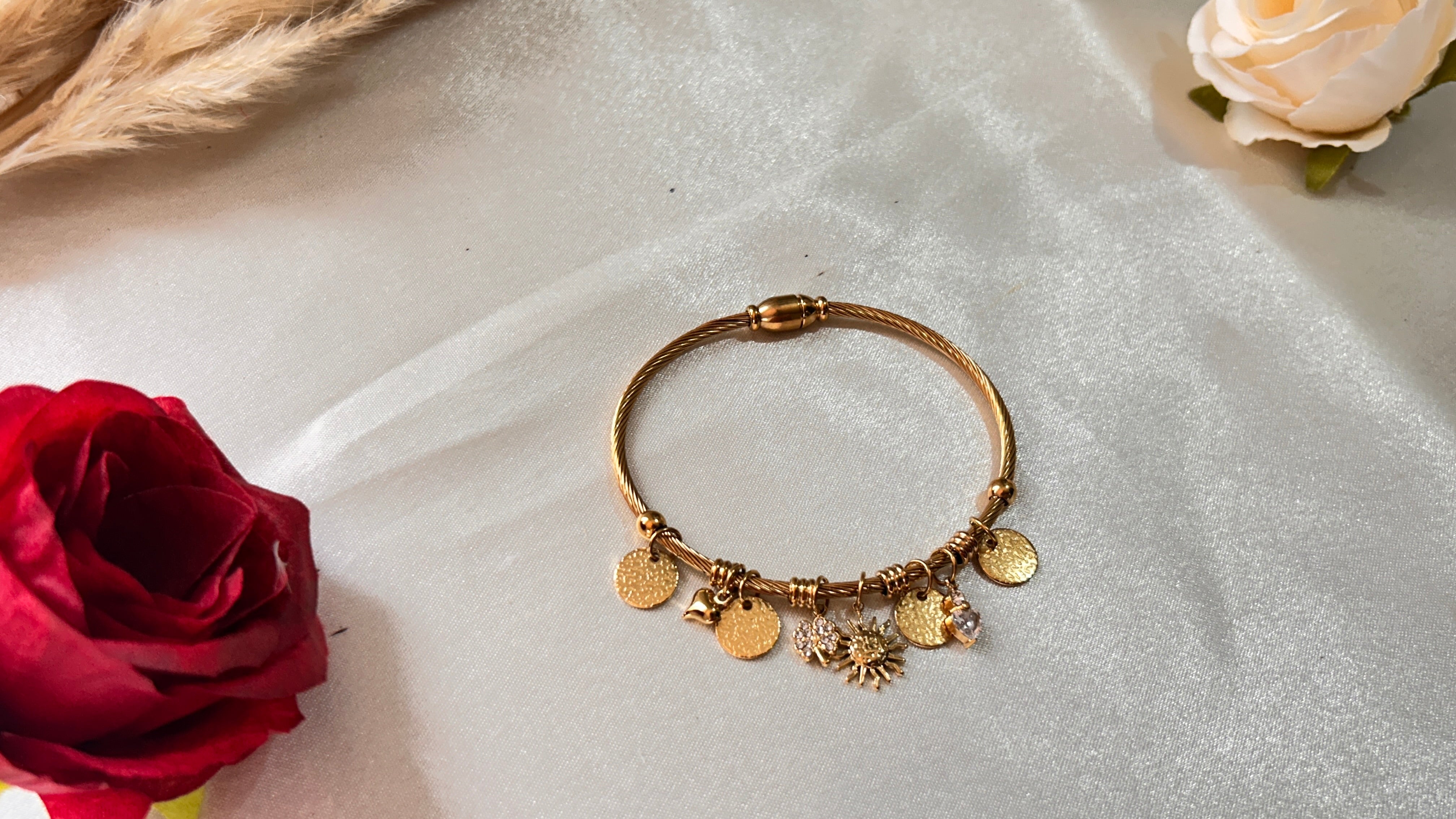 Golden Wishes Charm Bangle