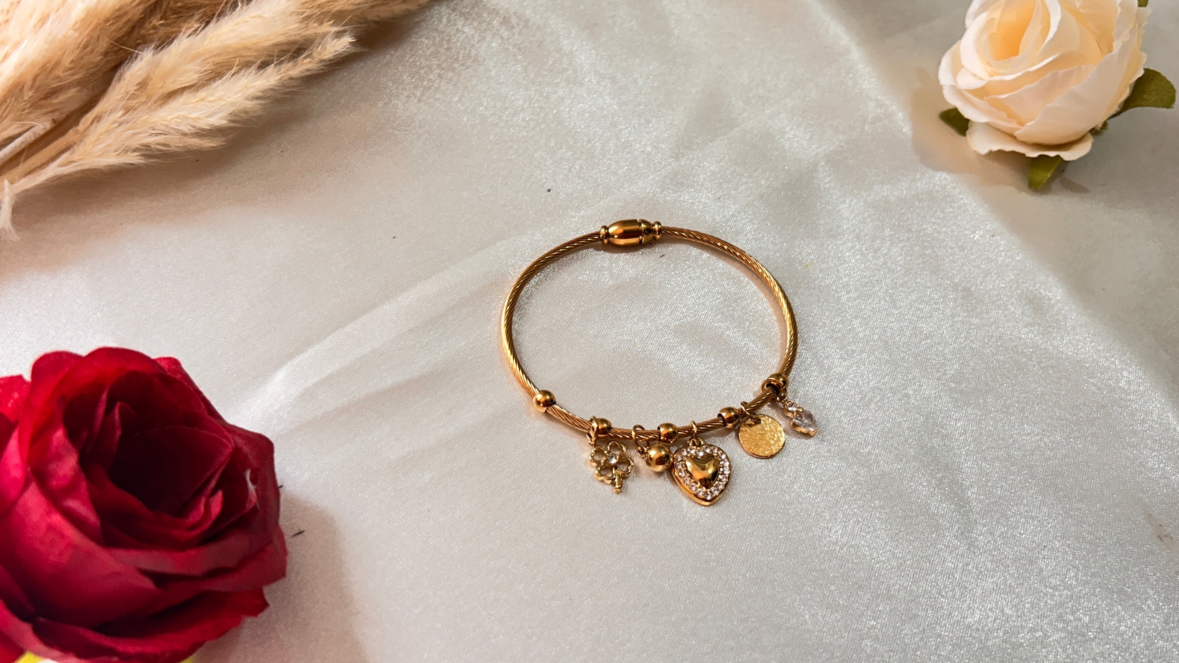 Heart Whisper Charm Bangle