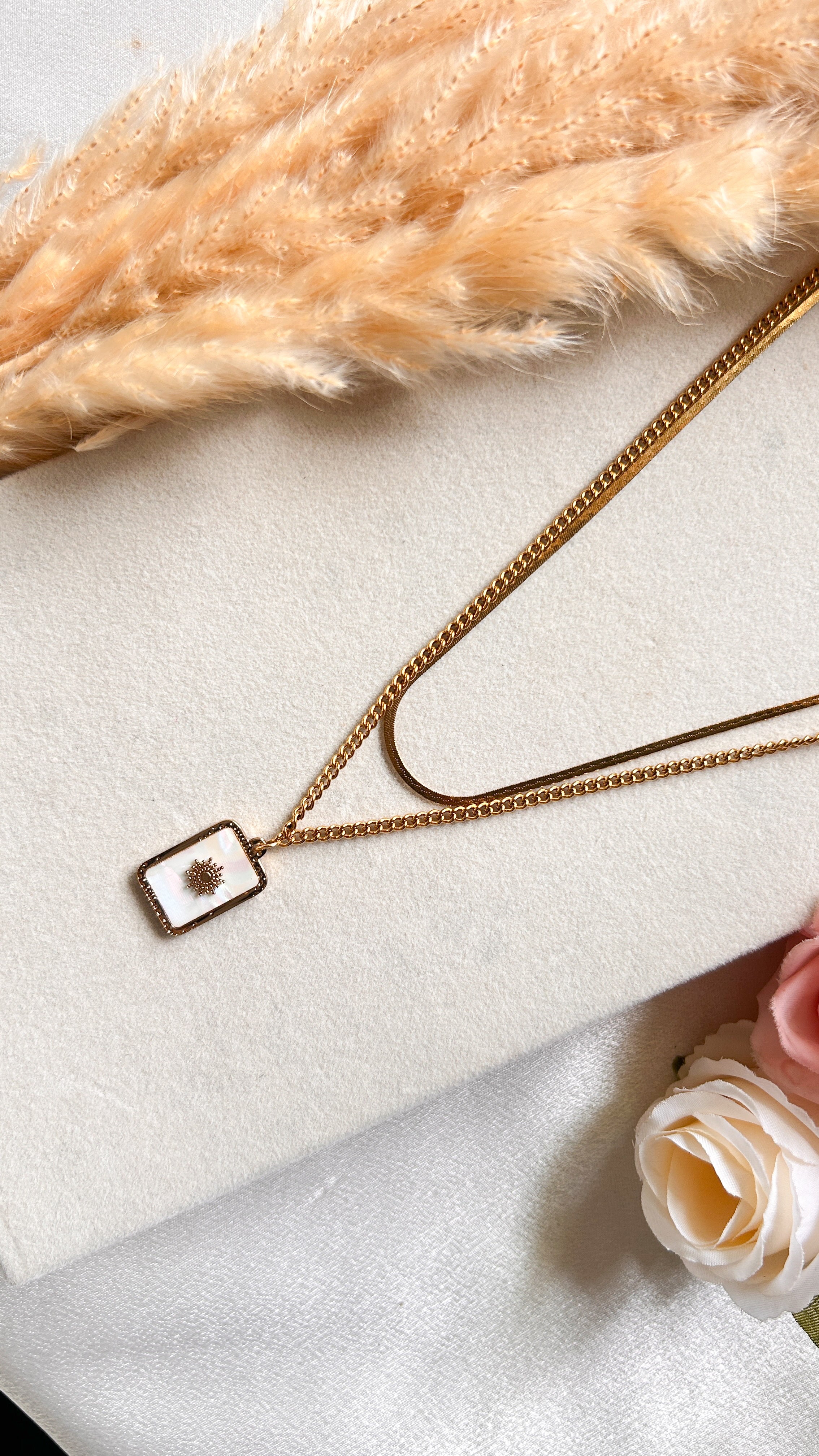 Layered snake white Necklace