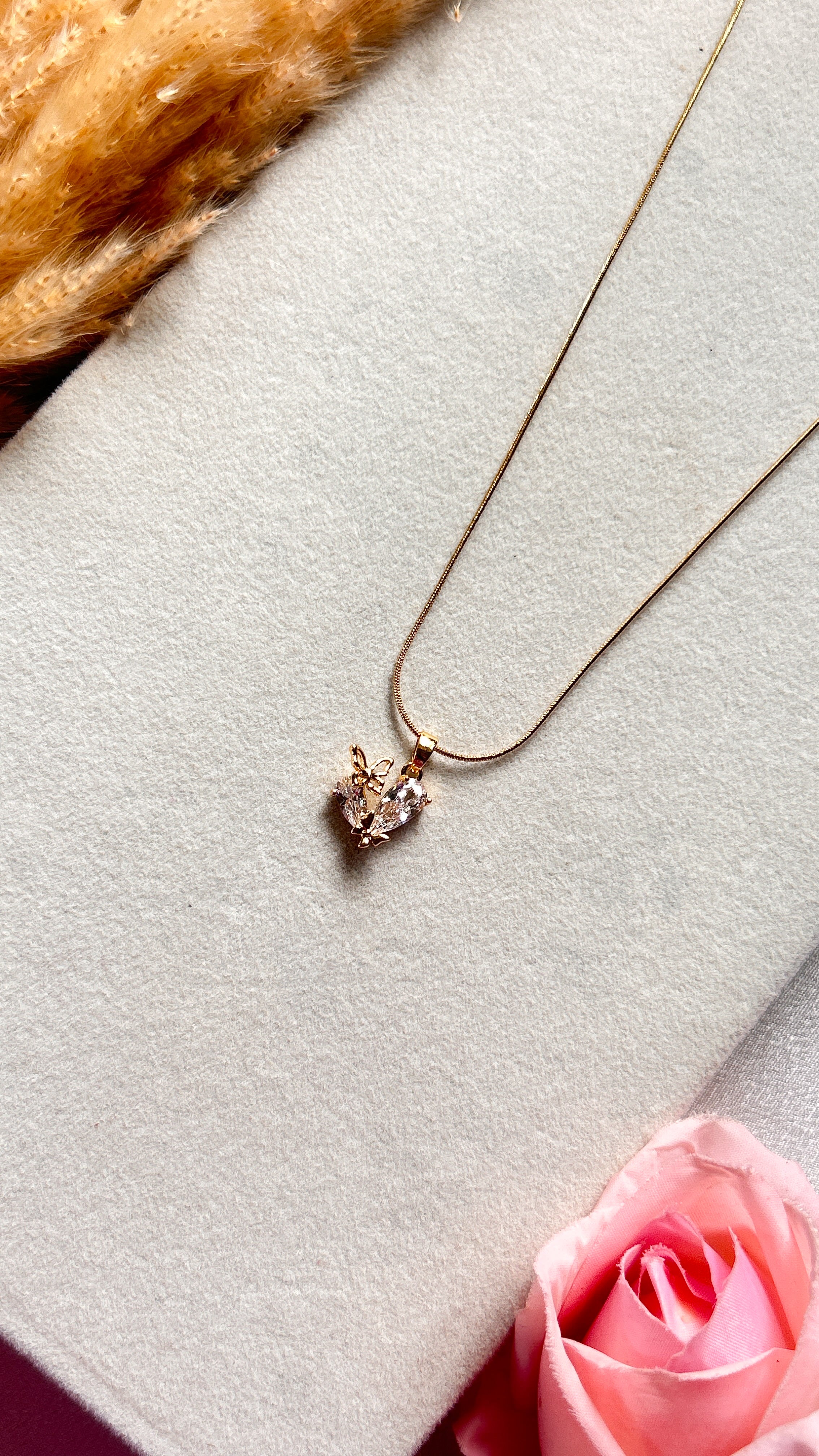 Butterfly heart pendant necklace